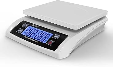 Balance Professionnelle Alimentaire, 30Kg Balance de Cuisine Rechargeable,Balance Alimentaire Haute Précision,Balance Cuisine Professionnelle avec Écran LCD Rétroéclairé (Blanc)