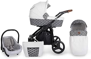 Saintbaby Retro Cochecito de Bebé Trio Silla de Coche Grupo 0 Plus Isofix 3en1 2en1 4en1 Ro-Tax Black Alu Silver 02 2in1 sin Silla de coche