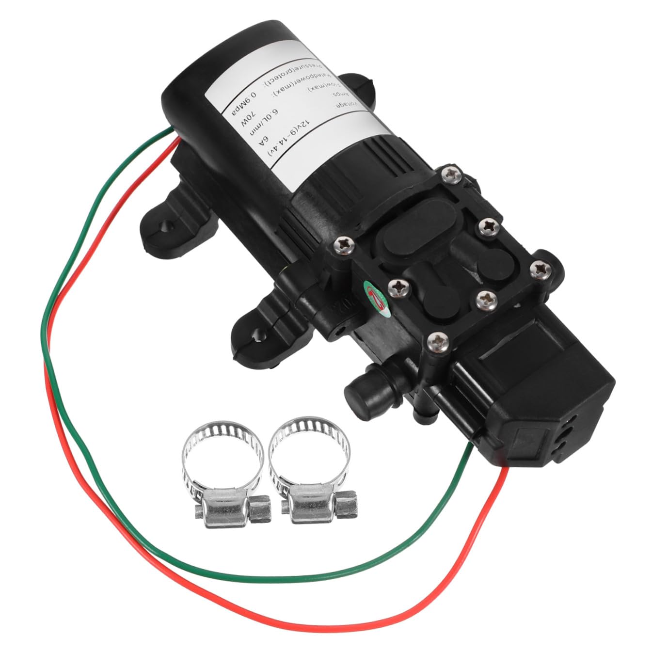 Hohopeti Minibomba de Agua Eléctrica 12v 70w Bomba Pulverizadora de Diafragma Autocebante Negra para Limpieza y Sistemas de Baja Presión Alta Presión y Caudal Compacto