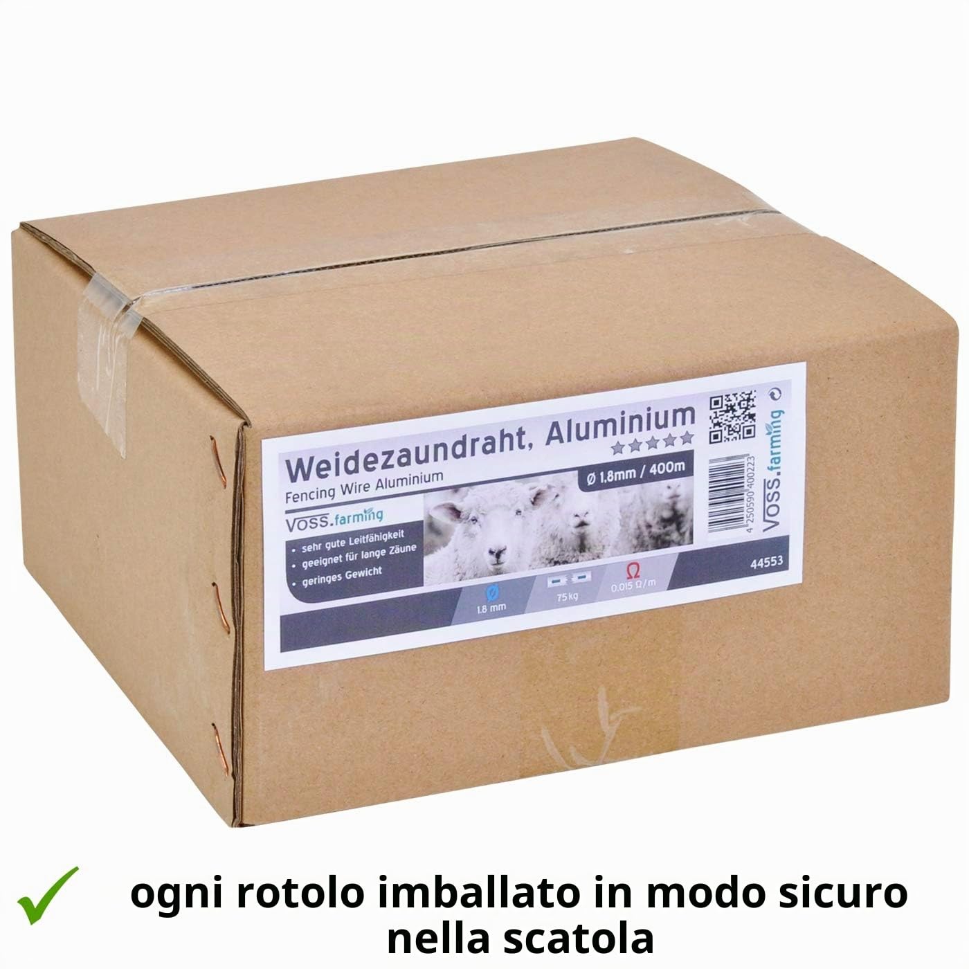 VOSS.farming Bobina Filo Alluminio, Lunghezza 400 m e Larghezza 1,8 mm