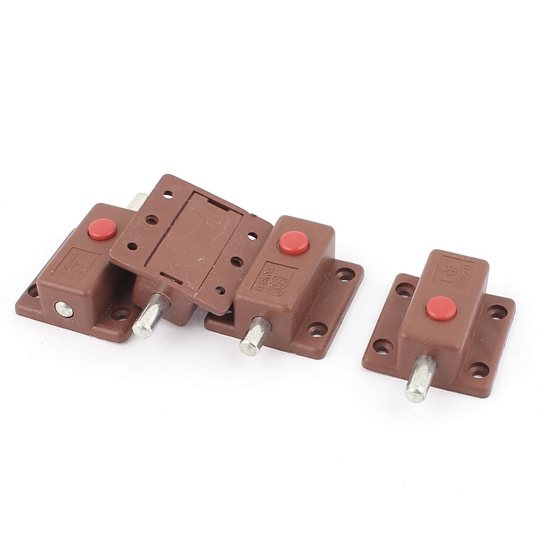 Uxcell Brown/Silver Sourcingmap Round Push Button Control Cupboard Door Latch Lock Barrel Bolt 4Pcs