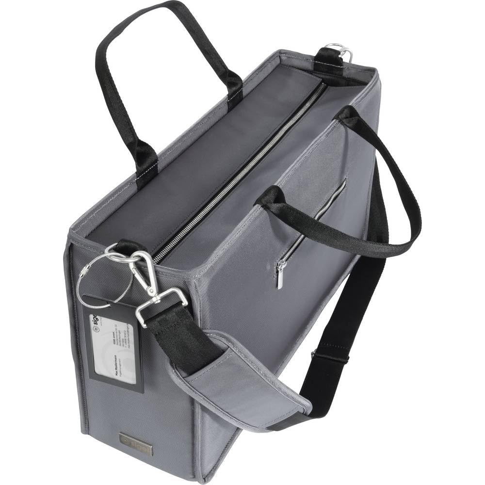 SIGEL BA413 Torba biurkowa L do pracy mobilnej, bardzo dobra stabilność, wodoodporna, z zamkiem błyskawicznym, pasek na ramię, do laptopów do 17,3", ciemnoszara, 50 x 28 x 15 cm