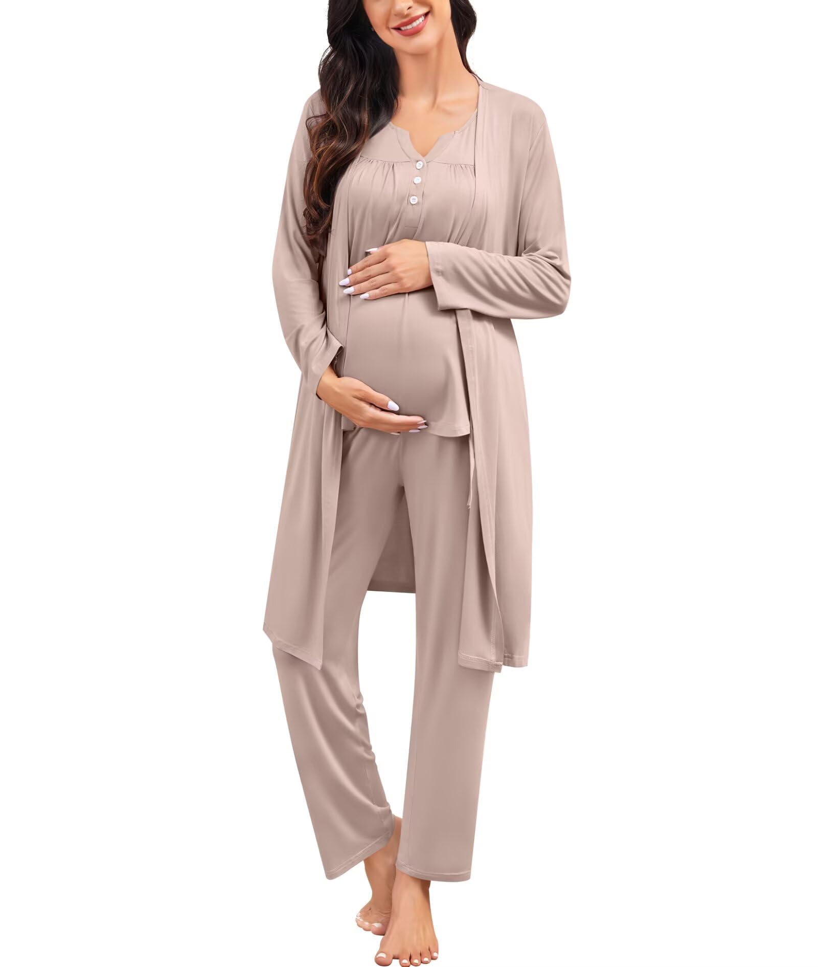 Maternity Pajamas Set 3 Pieces 3 Pieces Set for Women Postpartum Pajamas Nursing Pyjamas Nursing Pajamas 3 in 1-image-27