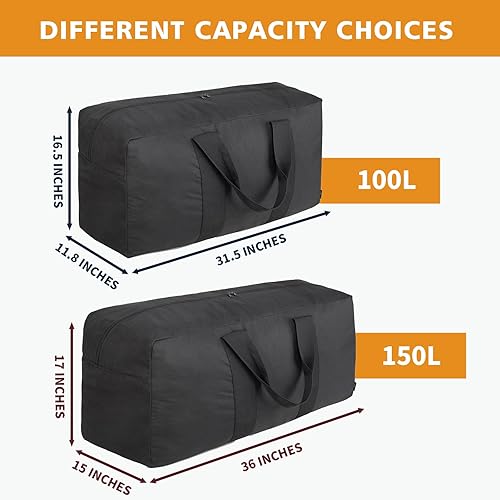 Miniatura 7 de Vorspack Bolsa de lona extra grande para viajes, bolsa de lona de 100 L para hombre, bolsa de equipo para almacenamiento, campamento durante la