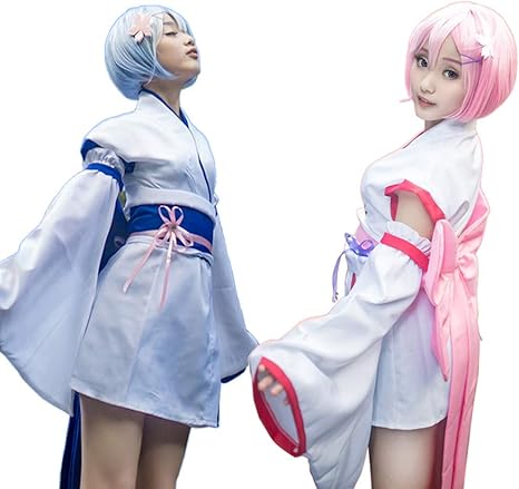 Amazon ラムコスプレ衣装セット ラム着物 レム着物 レムコスプレ服 日常服 幼い ラムコスプレ服 和風 アニメ レムココスプレチーム 漫画 レム L コスプレ 仮装 通販