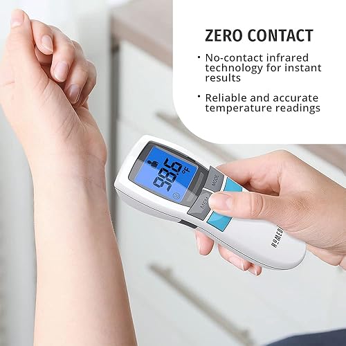 Miniatura 3 de HoMedics Termómetro infrarrojo sin tacto, lecturas fiables y precisas de temperatura corporal, resultados ultrarrápidos, pantalla digital para
