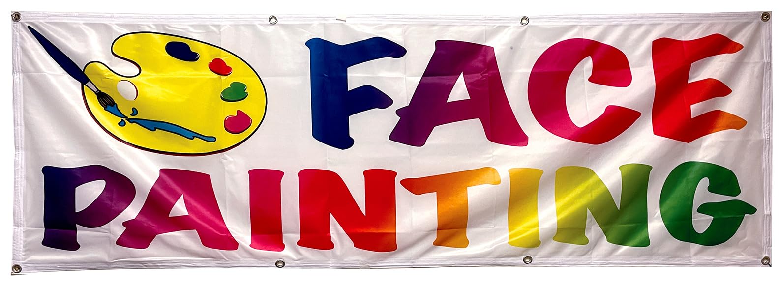 Generic 4LessCo 2x6 Feet FACE PAINTING Banner Sign Fabric Polyester With Grommets wb, Medium, White