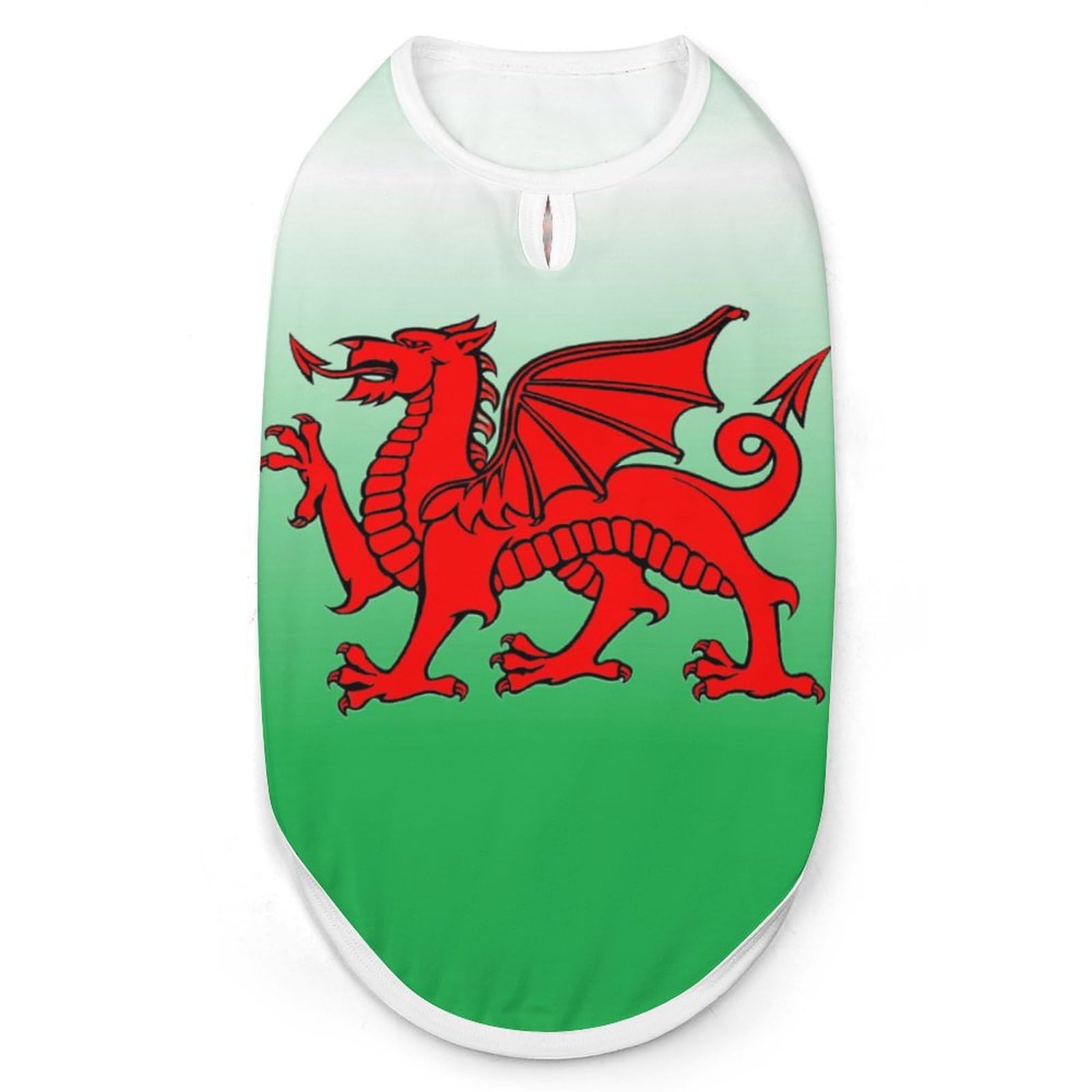 Wales Flag Welsh Dragon Print Pet Clothes T Shirt Pets Clothing Vests Tee Tops Dogs Costume Coat For Dog Cat 2XL