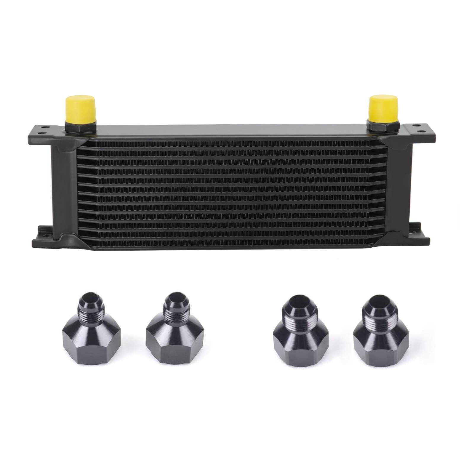 13 Row AN10-10AN Stacked Plate Oil Cooler With 6AN 8AN Adapter Universal Engine Transmission British Radiator Oil Cooler Condenser Aluminium Alloy Black