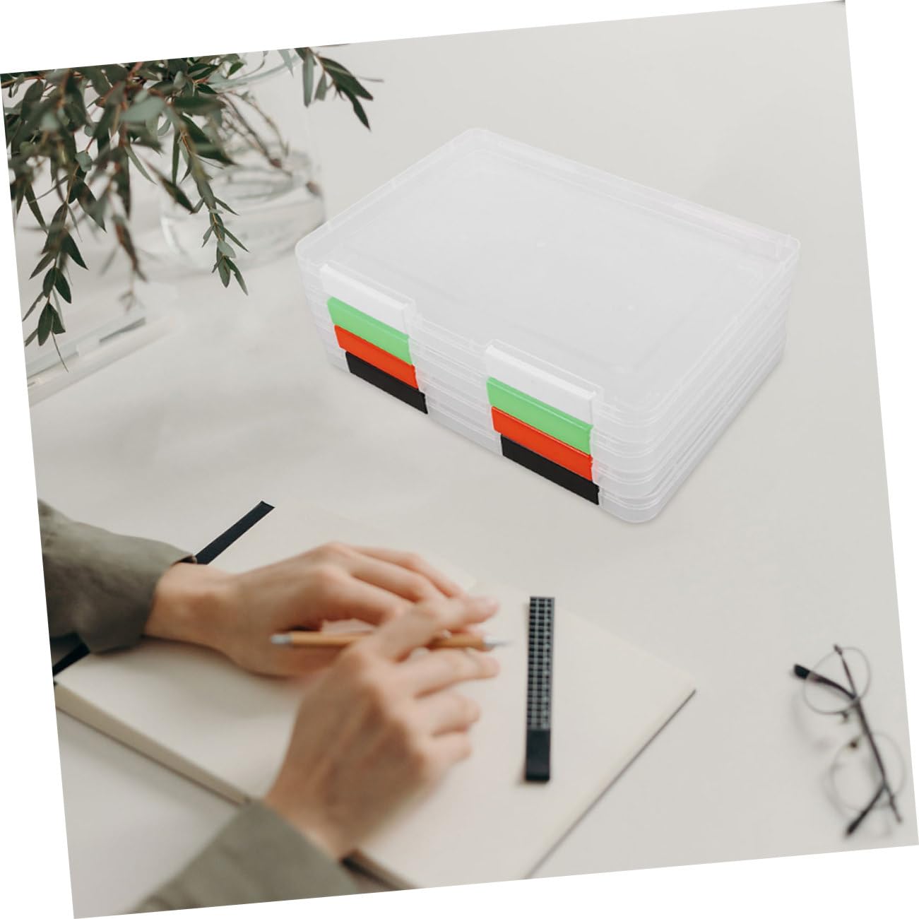 Gadpiparty Lot De 4 Boîtes De Rangement Pour Papier A4 Porte-Papiers Porte-Documents Portable Boîtes De Classement Avec Couvercles Étui De Projet Portable Porte-Documents Organisateur