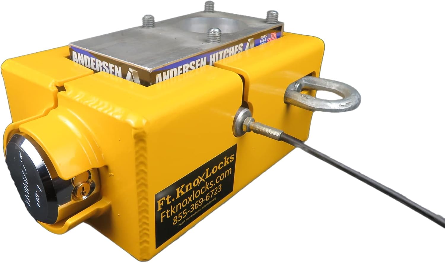 Ft. Knox Locks Andersen Ultimate Trailer 5th Wheel Lock with Trimax Puck Lock - Bolt Cutter & Crowbar Proof, Made in USA