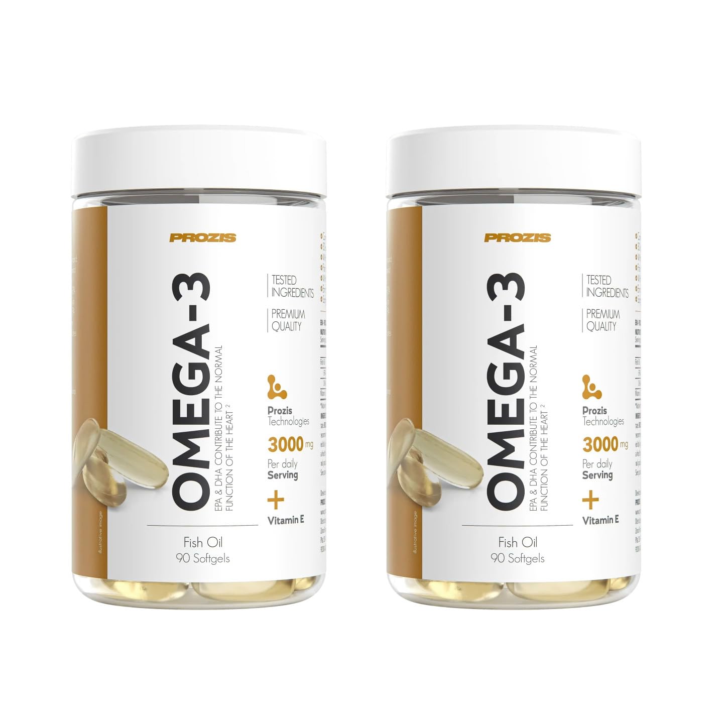Prozis Omega 3-1000 mg, 90 perle (2 confezioni) - Omega 3 salute del cuore