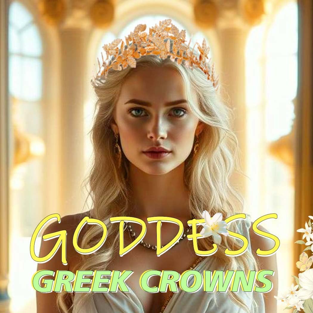 JONKY Greek Goddess Crown Gold Leaf Rhinestone Headpiece Bridal Headband for Women - Image 5
