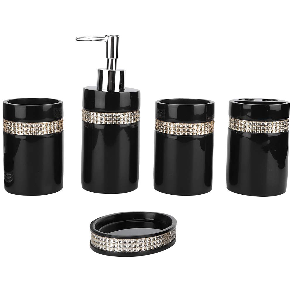 Aramox Juego de Accesorios de Baño Juego de Baño de Resina de 5 Piezas con Dispensador de Loción, Soporte para Cepillo de Dientes, 2 Tazas de Lavado, Jabonera para Mostrador de, Hogar, Habitación de