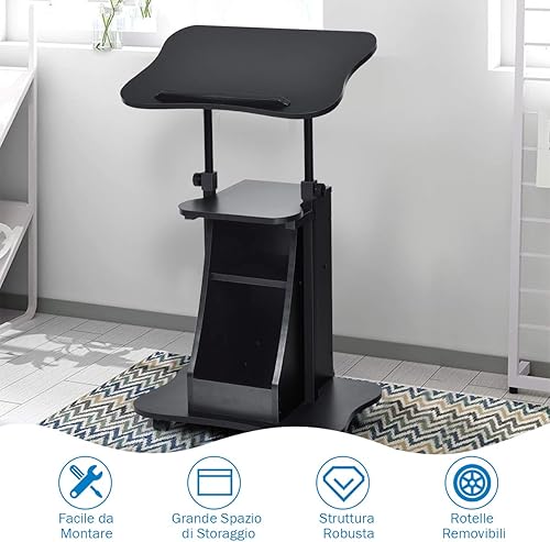 Miniatura 8 de MAT Expert - Podio para computadora portátil de pie, soporte de podio móvil ajustable en altura, atril sentado a pie, escritorio de conferencia con