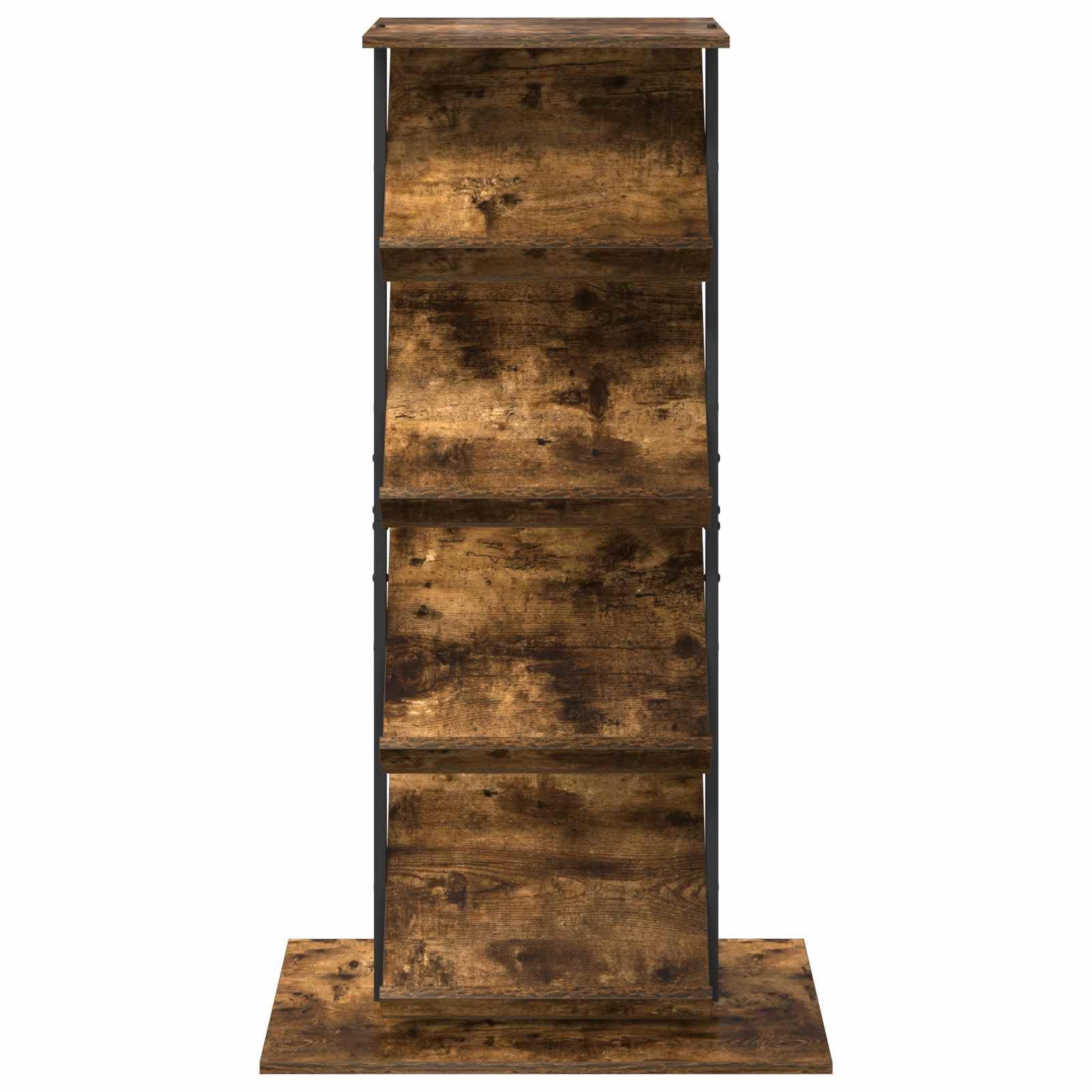 Hothingwell Regał na czasopisma z drewna inżynieryjnego, wędzony dąb 68 x 40 x 123,5 cm, nowoczesny mebel do przechowywania z półką na czasopisma, książki i przedmioty dekoracyjne, prostokątny design