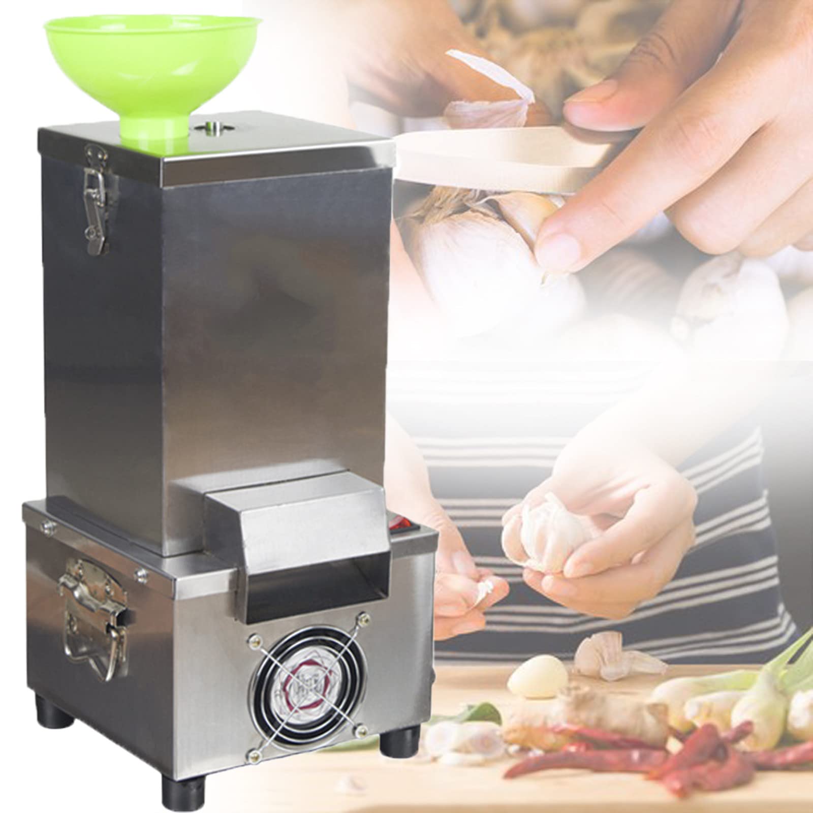 Aserzenith 1 200W Commercial Garlic Peeling Machine 25Kg/H Electric Automatic Garlic Peeler Separator Automatic Garlic Peeler Detachable And Easy To Clean For Restaurant Kitchen