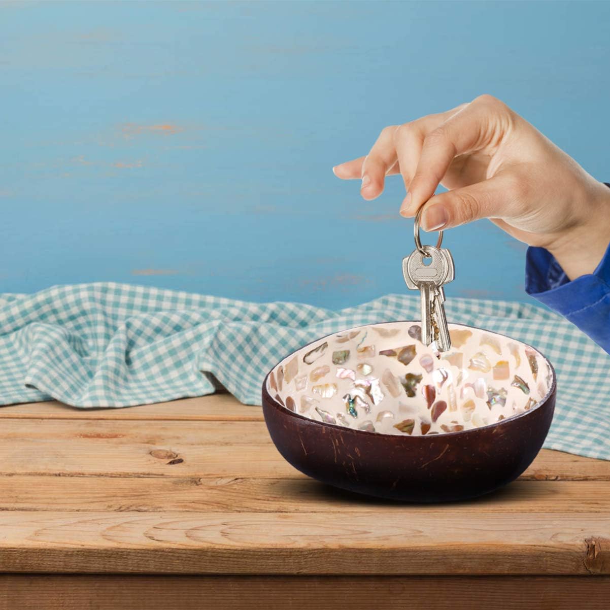 Amosfun Coconut Shell Fruit Bowl Key Storage Bowl for Home Office
