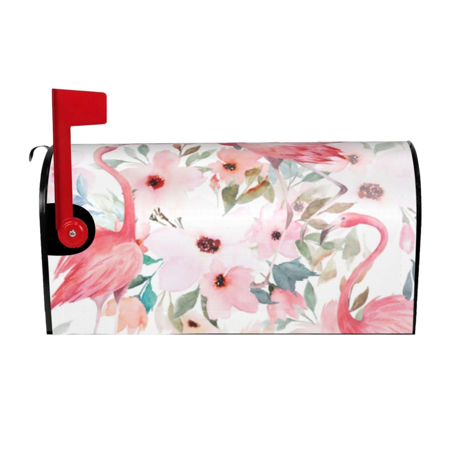 Floral With Flamingo Print Mailbox Cover Wraps Post Letter Box Cover Decor For Outside Garden Yard Farmhouse Home