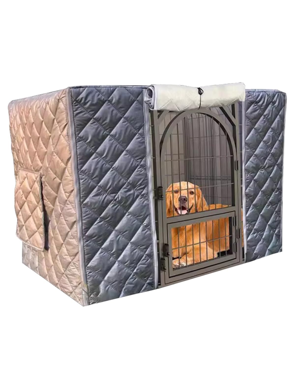 ZIMGOD Warmth Dog Crate Cover for Winter Outdoor, Insulated & Breathable Dog Cage Cover 24 30 36 42 48 Inch, Kennel Privacy Covers to Keep Warm, Custom Size(76x48x53cm (30x19x21in))