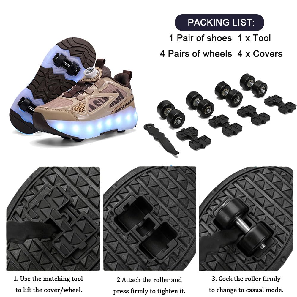 ENEN 2-in-1 Roller Schuhe mit 4 Rollen Versenkbarer für Kinder 29-40 EU