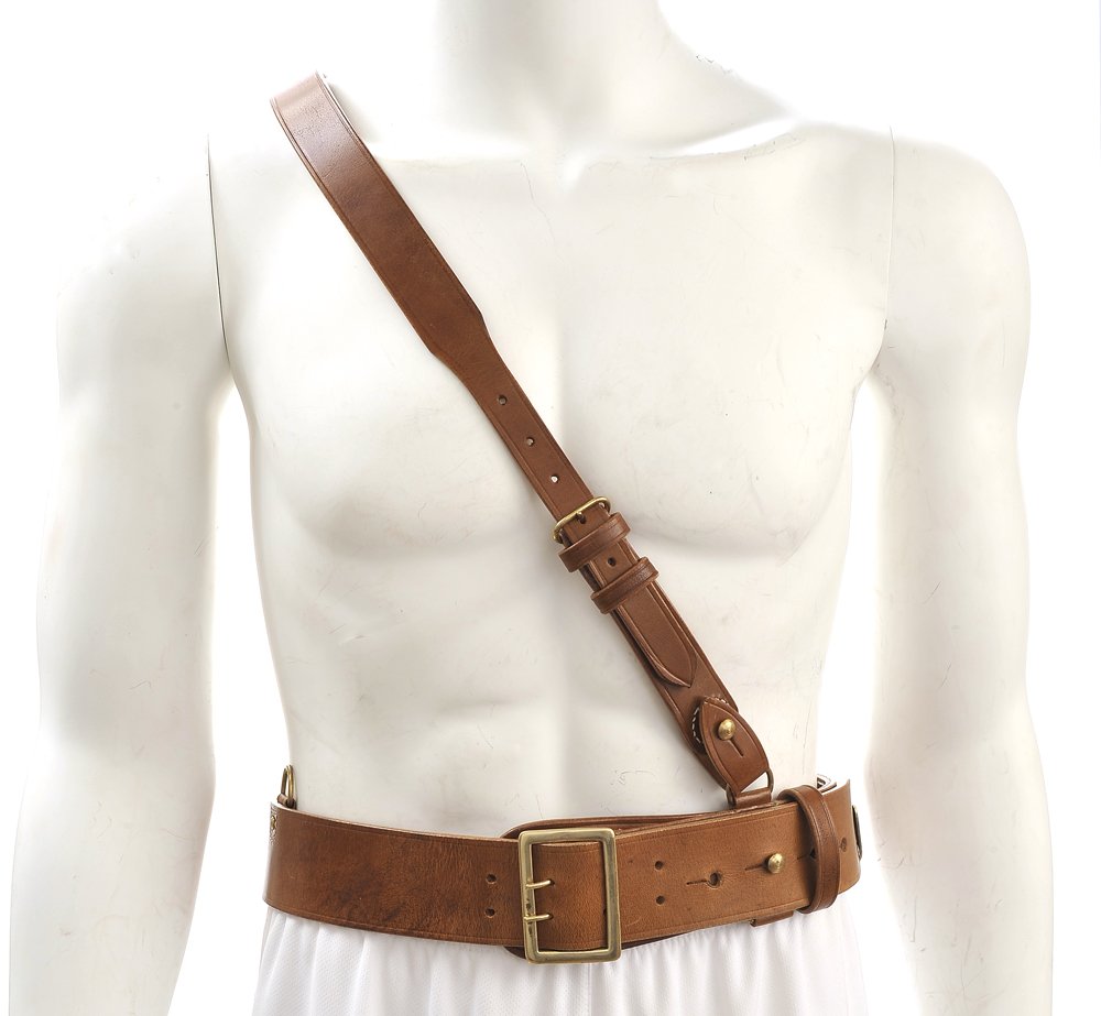 World War SupplySam Browne Belt with Shoulder Strap Brown Leather WW1 38"-42"