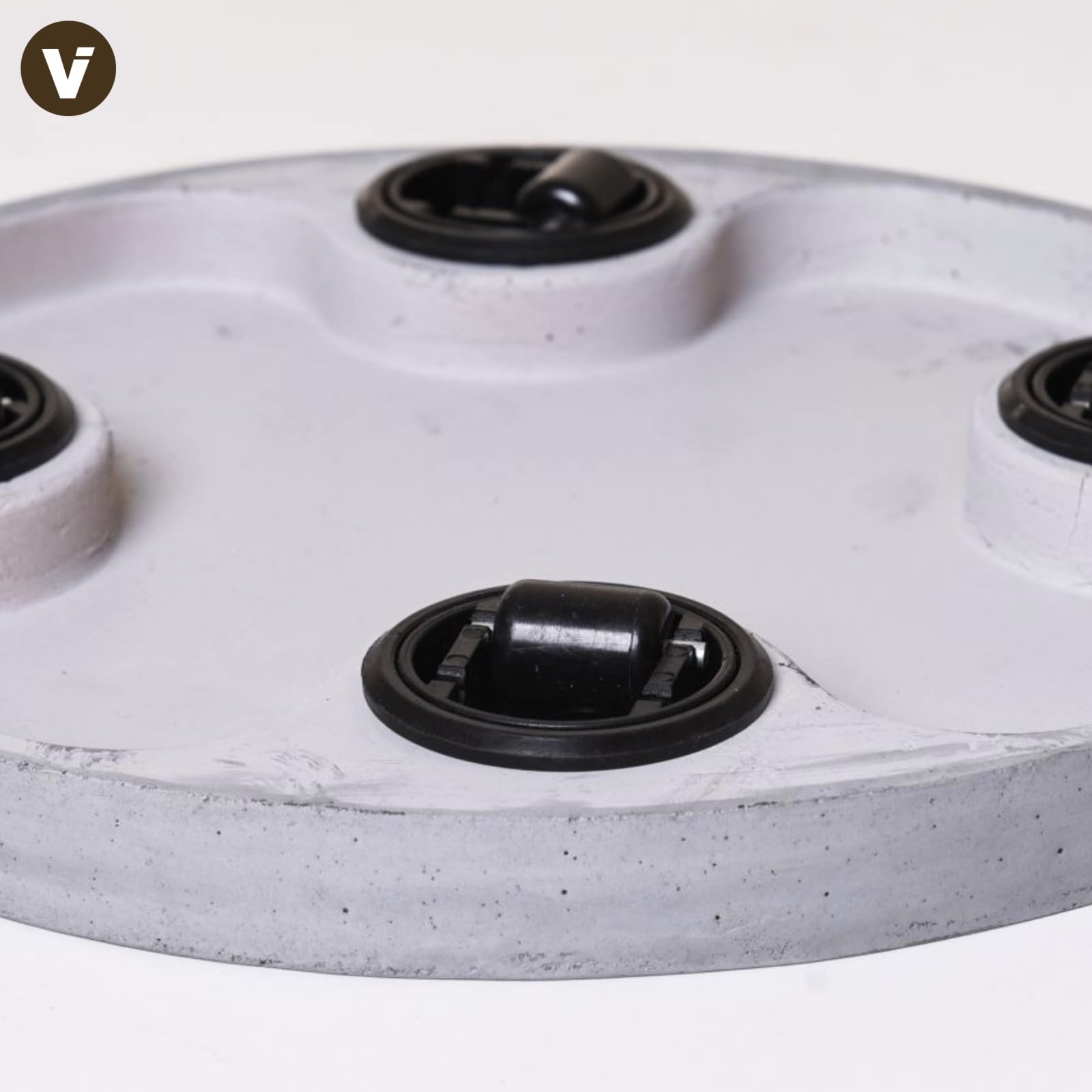VIVANNO Dessous de Plat à roulettes Rouleau pour Plantes Rond Pierre Artificielle Gris Movo - 4 x 36 cm