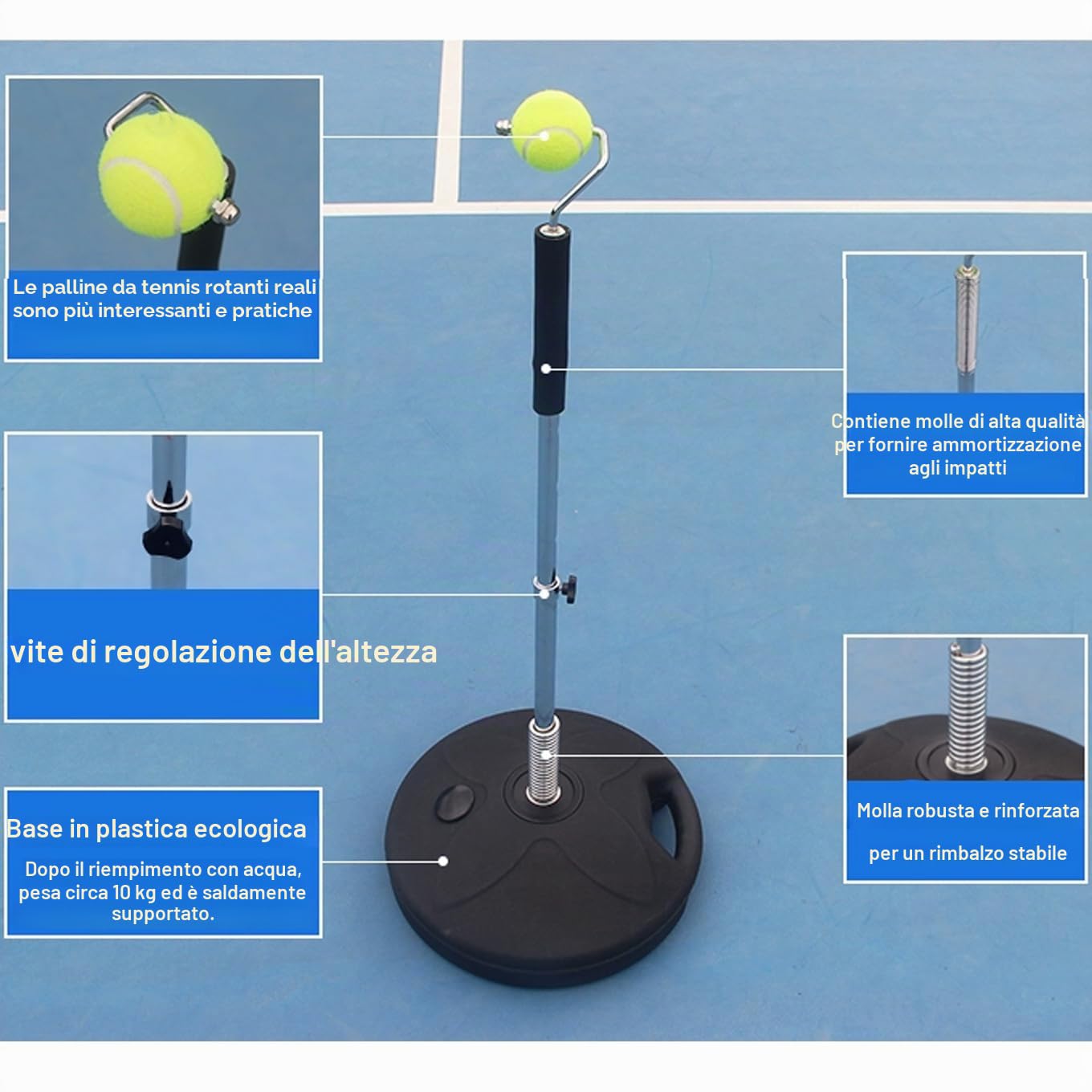 Rimbalzo per allenamento da tennis – Migliora il tuo gioco con questo attrezzo per l'allenamento del tennis per bambini e adulti principianti