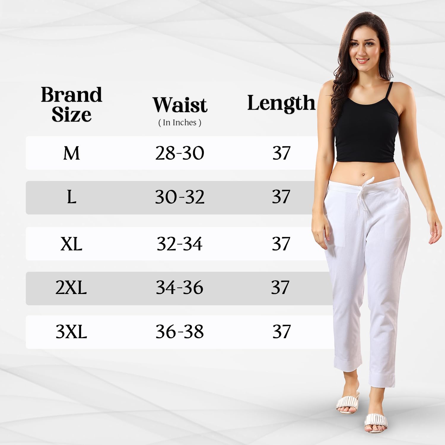 TRASA Ultra Soft Cotton Regular and Plus 8 Colour Cotton Pants for Womens and Girls, White - 4XL - Image 6 thumbnail