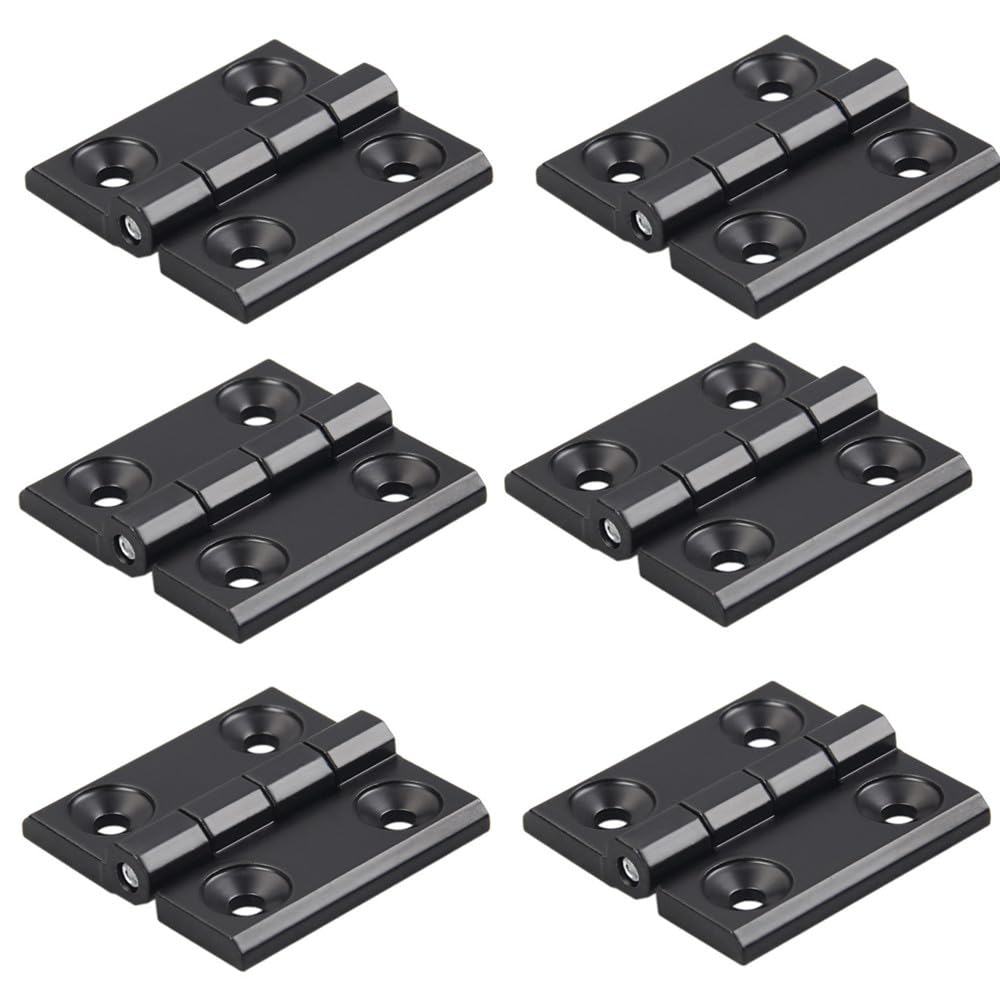 Heuskay Black / Black 6 Pcs Zinc Alloy Hinge 40X40mm Door Frame Hinges Aluminum Profile Hinge Install Kit For 2020 Aluminum Extrusion Profile Slot 6Mm