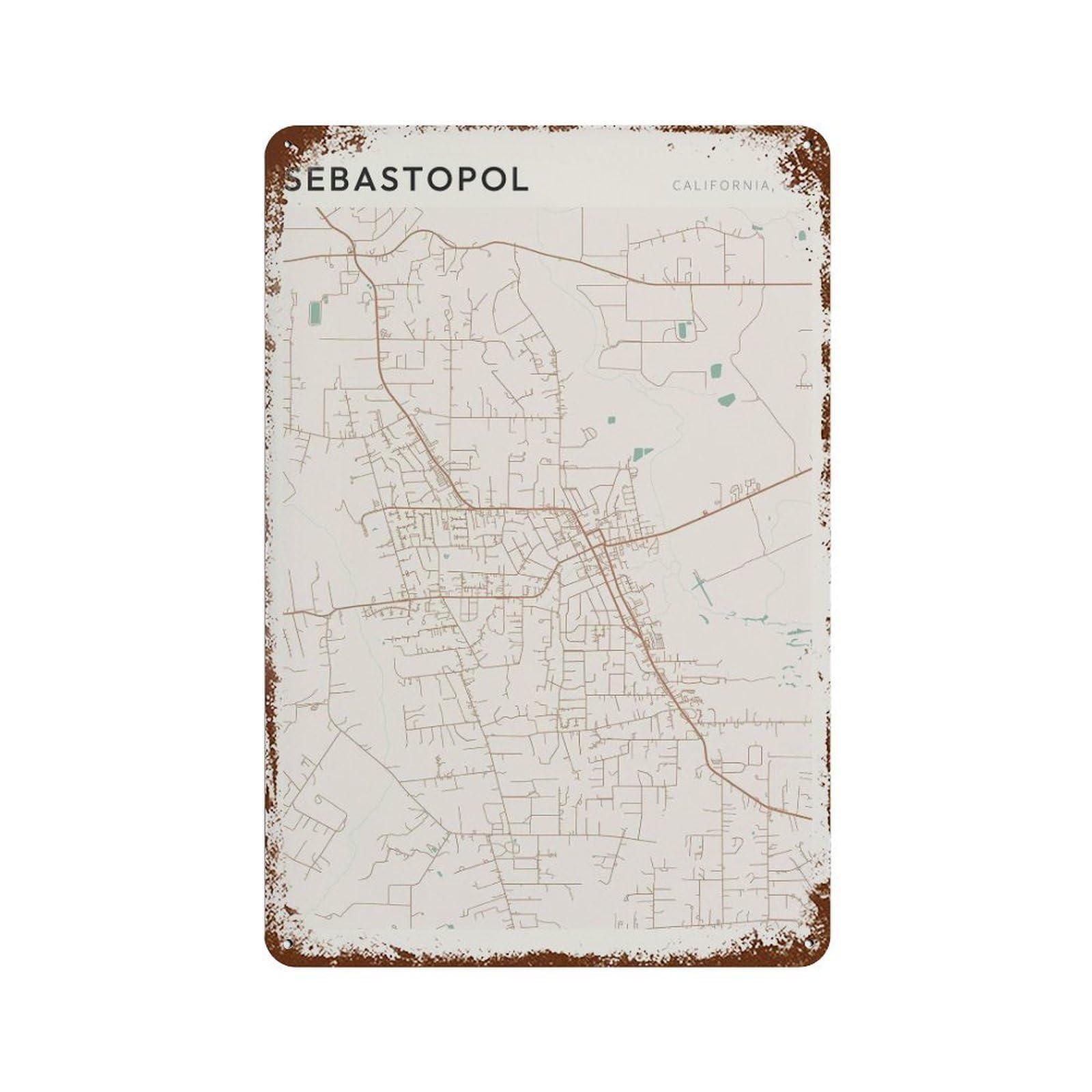 xiaoxiaoshen Sebastopol Map California Travel Gift Minimalist Wall Decor Art Metal Tin Poster Modern Home Decor Art Home Bar Shop Decorations Vintage Sign 30x20cm