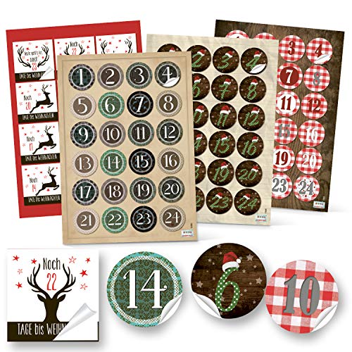 Télécharger Logbuch-Verlag Lot de 4 autocollants numérotés de 24 pour calendrier de l'Avent - Pour bricoler de livre En ligne