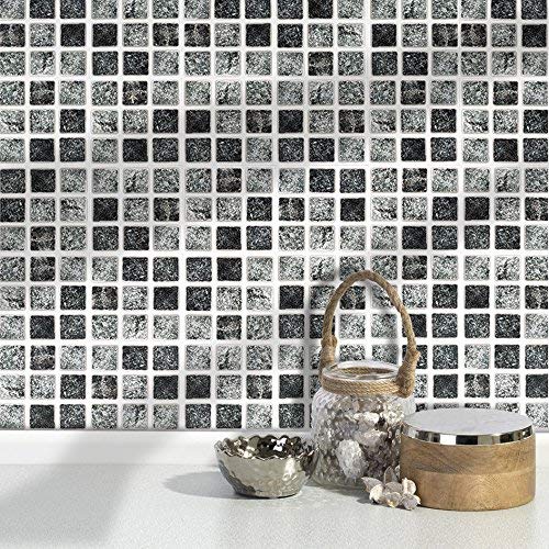 Buy 18 SELF ADHESIVE TILES GRANITE MOSAIC WALL TILES 4" x 4" (10cm x 10cm), 1mm Thick, Solid