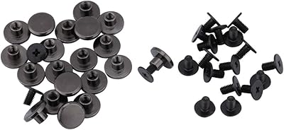 Confezione di Rivetto da 20 Pezzi in Ottone Testa Piatte Borchie in Pelle Nera Viti in Pelle per Rivetti, Fai da Te Artigianale in Metallo Rivetto per Cintura Cinghia Borsa Scarpe Decorazione(5mm)