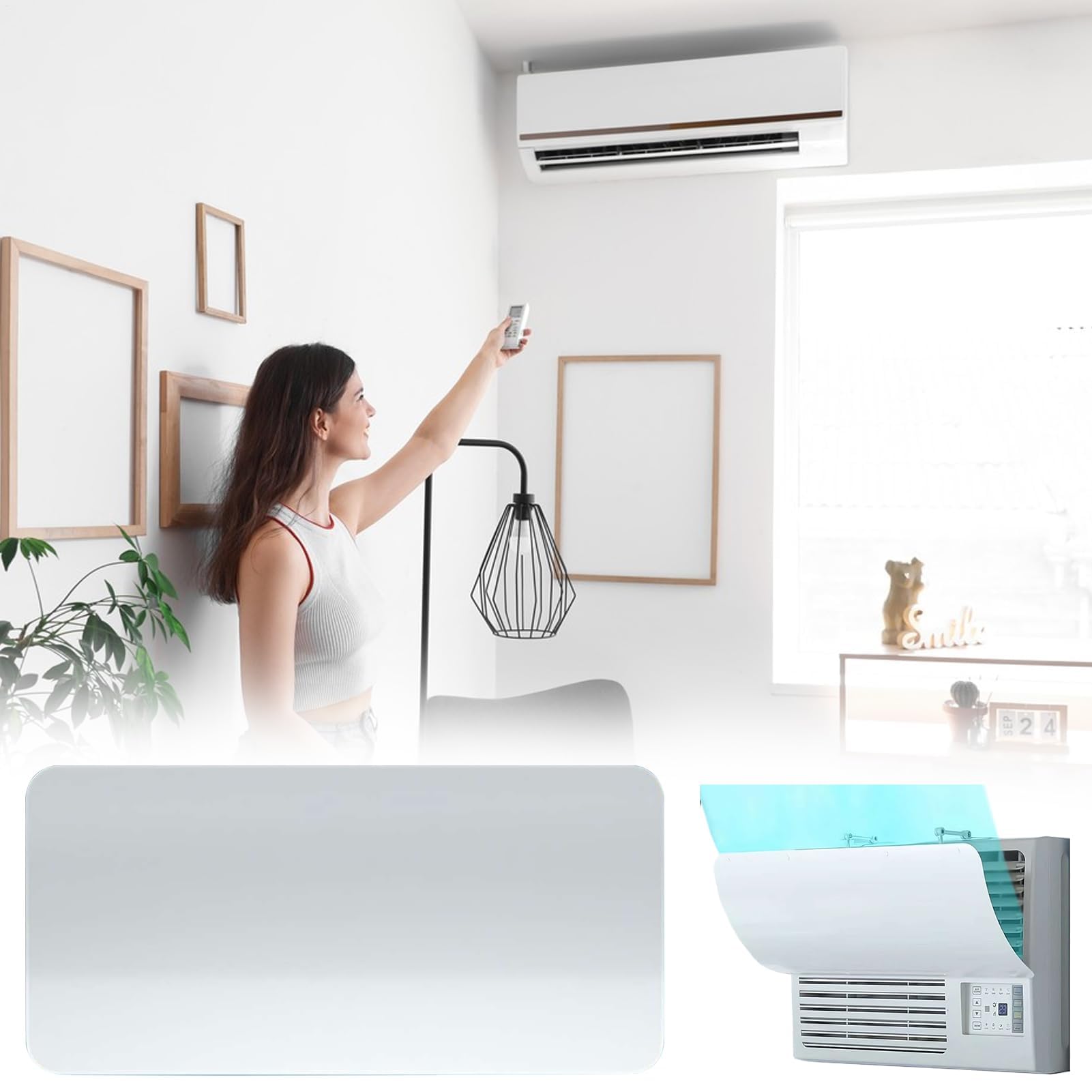 Aire acondicionado de ventana ajustable, guía de aire anticondensación para inquilinos, ideal para sala de estar y dormitorio, solución perfecta para el verano