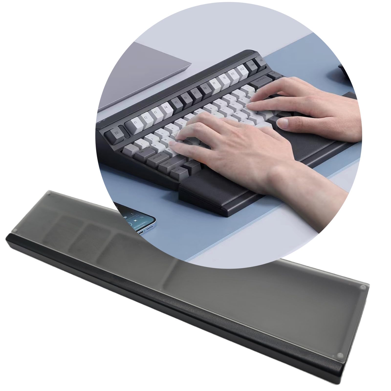 SELORSS Poggiapolsi Ergonomic Per Tastiera 68 Tasti In Acrilico - Base Antiscivolo Per Laptop E Computer