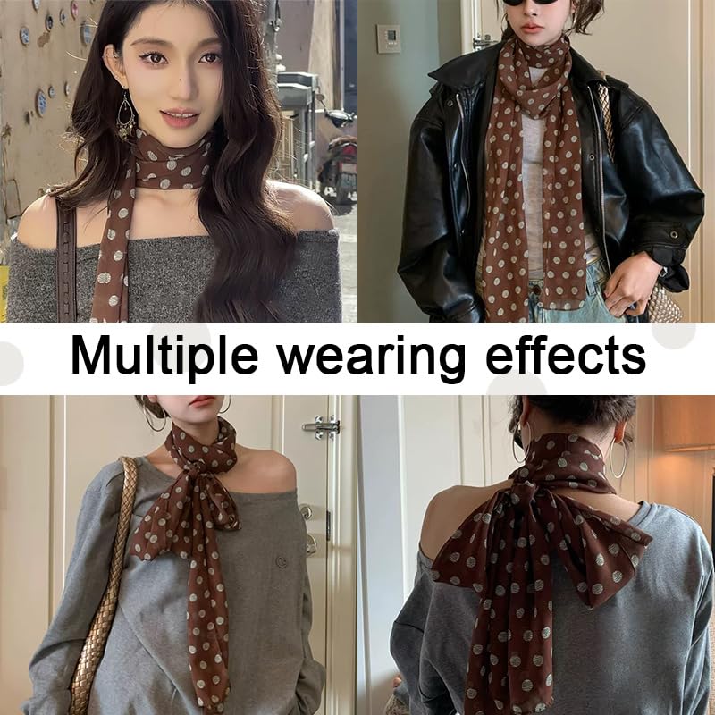 YALLNASL Polka Dot Neck Scarf for Women Girls Retro Silk Neck Scarves 1950s Polka Dots Hair Accessories Vintage Gift Ideas3