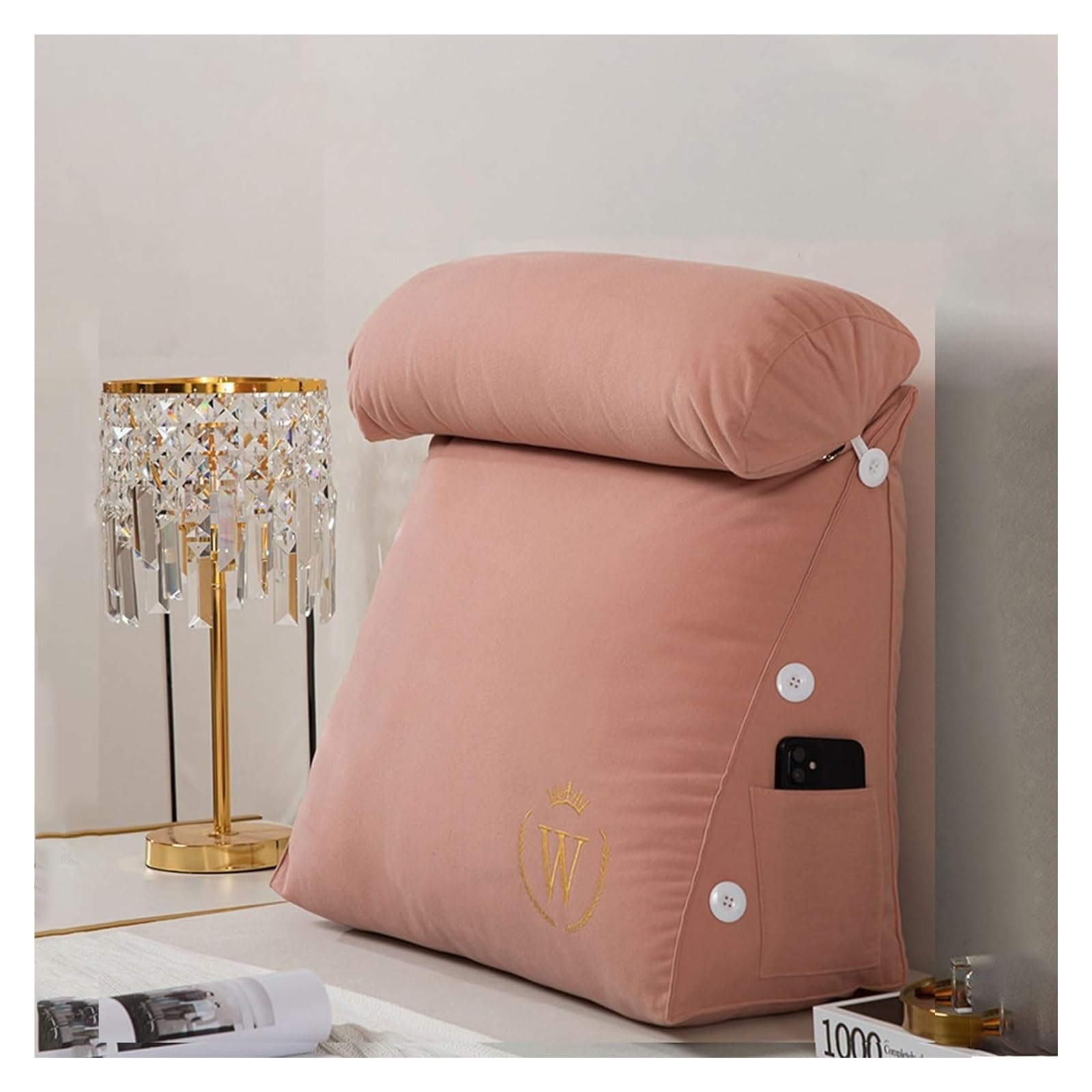 nviusdSJ Reading cushions, Lumbar Support Cushion With Removable Cover Sofa Chair Back Supports Pillow Portable Plush Relax For Arm Bed Pregnant Woman Rest Ergonomic(Dry Powder,45 x 45 x 22 cm)