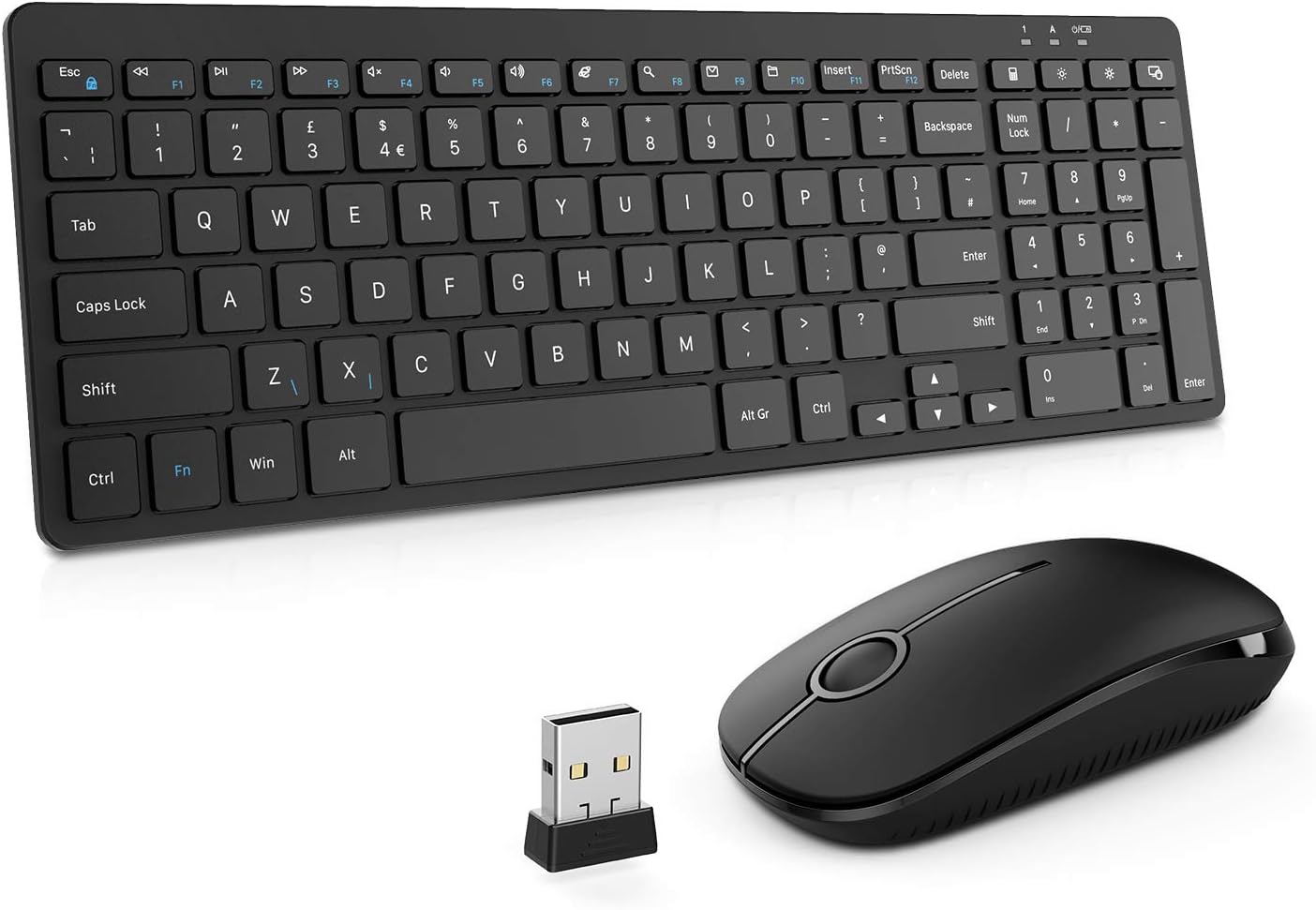 Clavier Sans Fil 2.4G Wireless Keyboard And Mouse Combo, E168 2.4GHz Ultra Thin Full-Sized Silent Wireless Keyboard Mouse Combo With Number Pad For Computer, Laptop Logitech Amazon