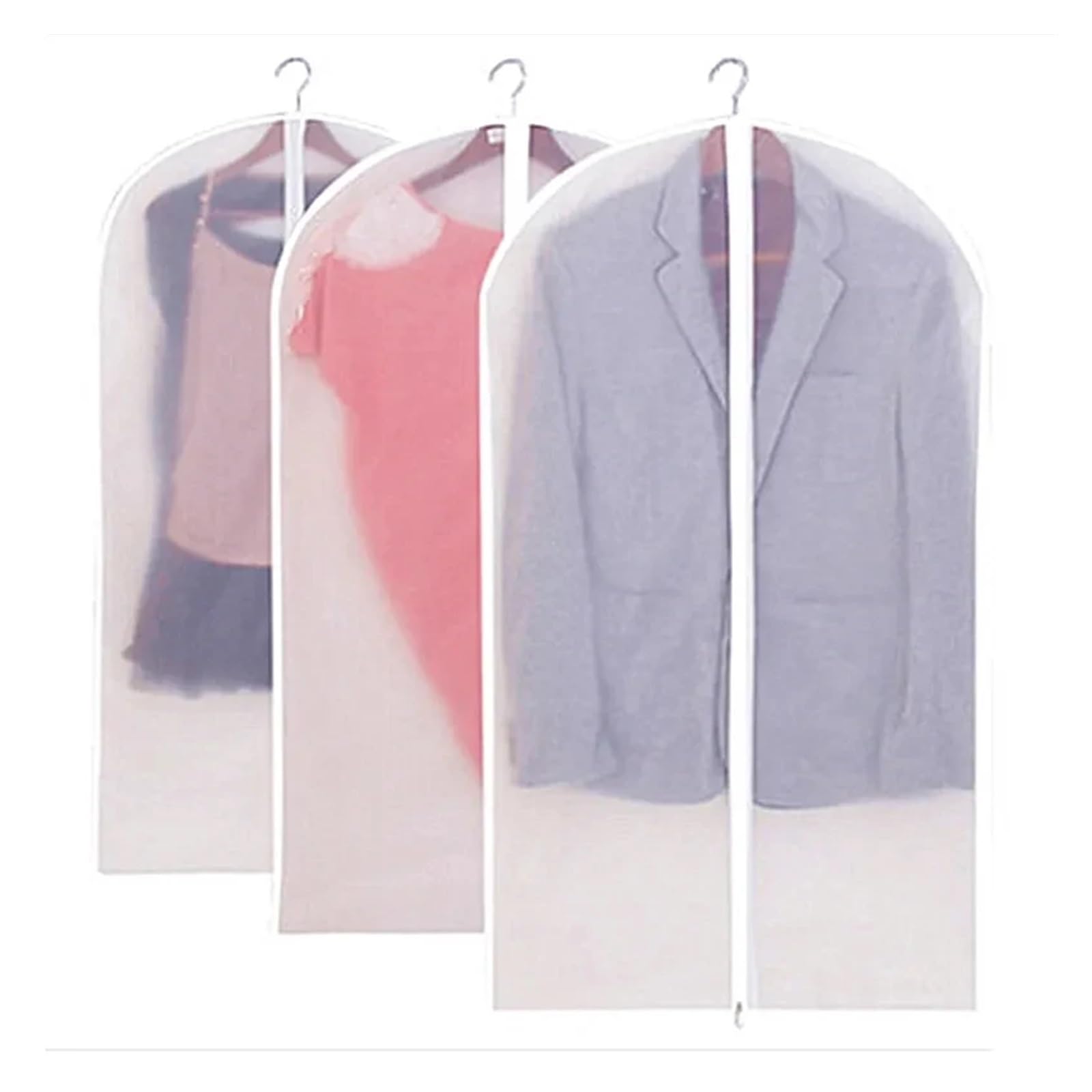 clothes dust bag 5 Pcs Business Suit Wrinkle-proof Dust-proof Bag Translucent Zipper Clothes Dust Cover ThickenedWardrobe Organizer for home(Without zipper-5pcs,About 60x130cm)