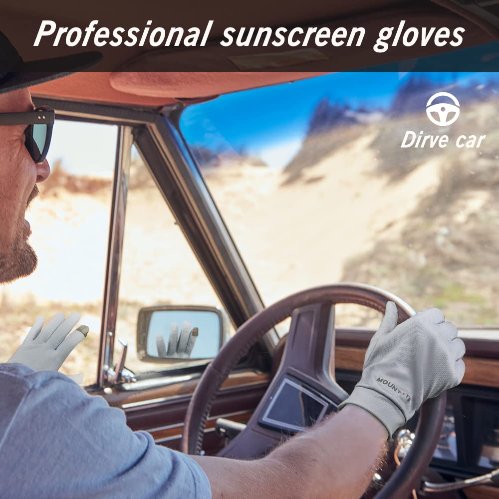 Guantes de protección solar unisex con protección UV, guantes de pantalla táctil, guantes de pesca para conducir, equitación, golf, actividades al aire libre (gris, mediano)