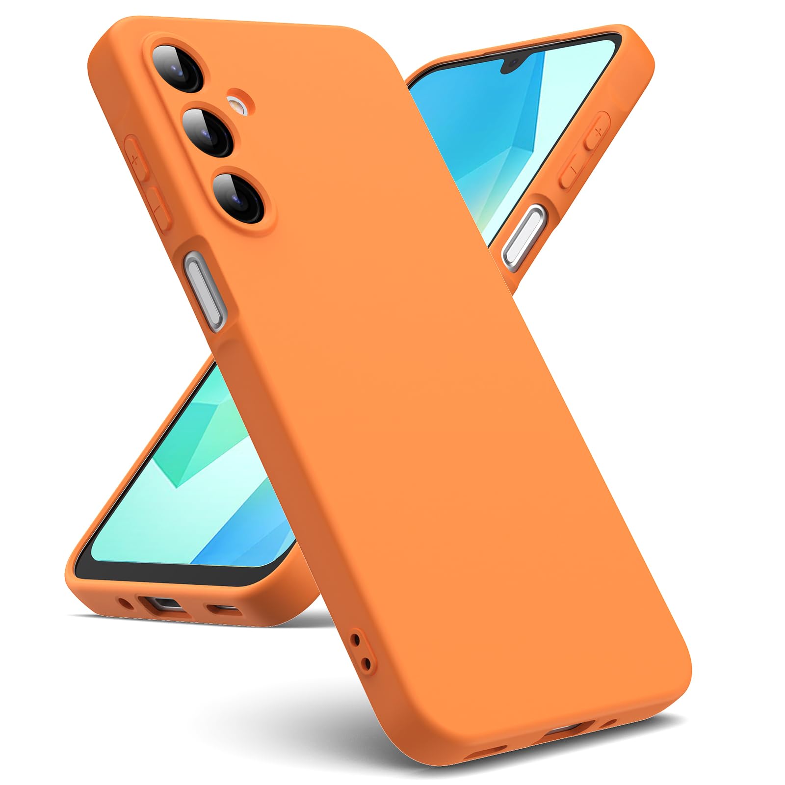 Oududianzi - Cover Compatibile con Samsung Galaxy A16 4G / 5G [Silicone Liquido] [Interno in Microfibra] Gomma Gel di Silicone Liquida Antiurto Custodia Cover Samsung A16 - Arancione
