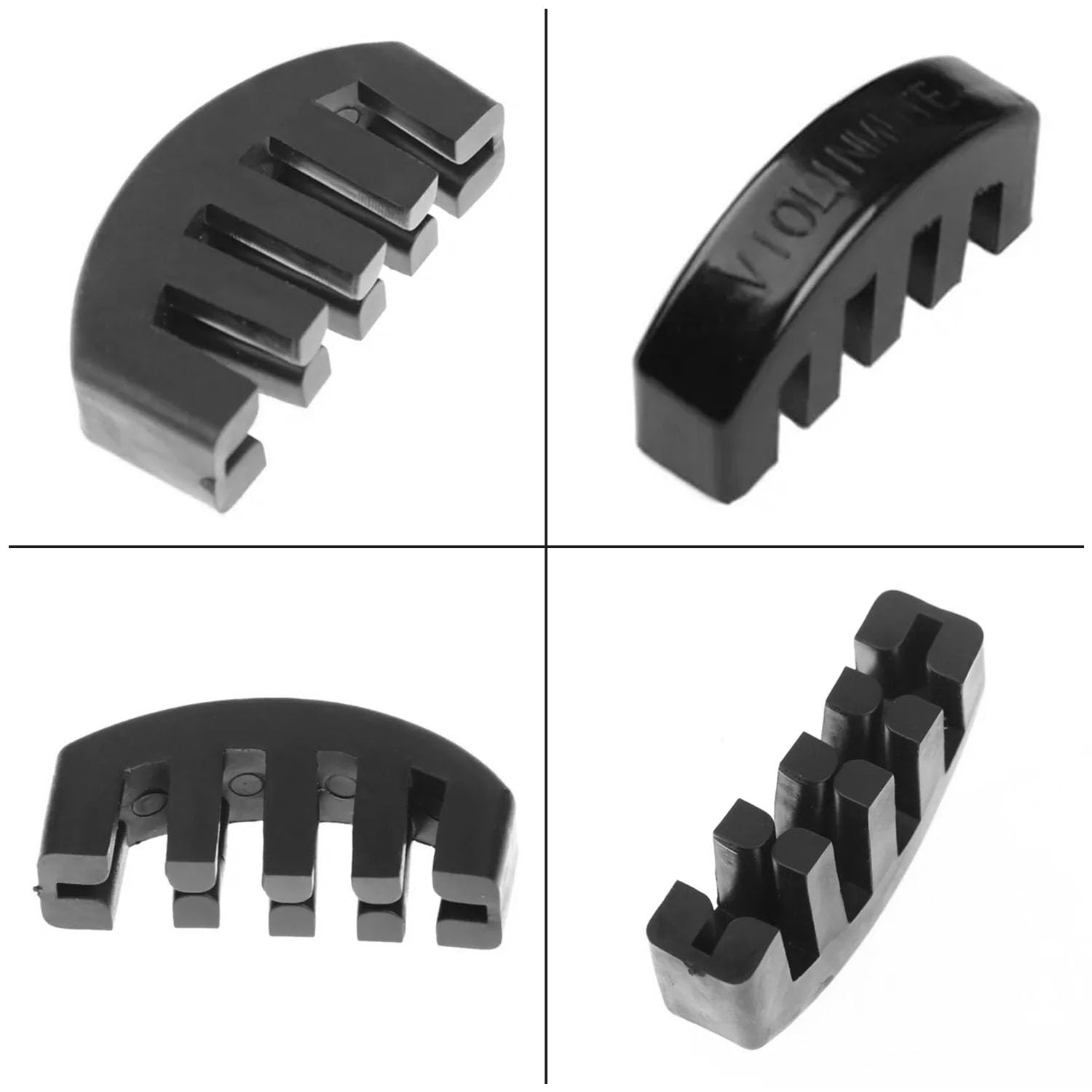 NIYATA 6 Pcs Sourdine de Violon, Sourdine en Caoutchouc, Sourdine de Violon Rubber, 3 Pcs Style Griffe et 3 Pcs Ronde Tourte Violin Mute Ultra Pratique Silencieux pour Instruments de Musique - Noir