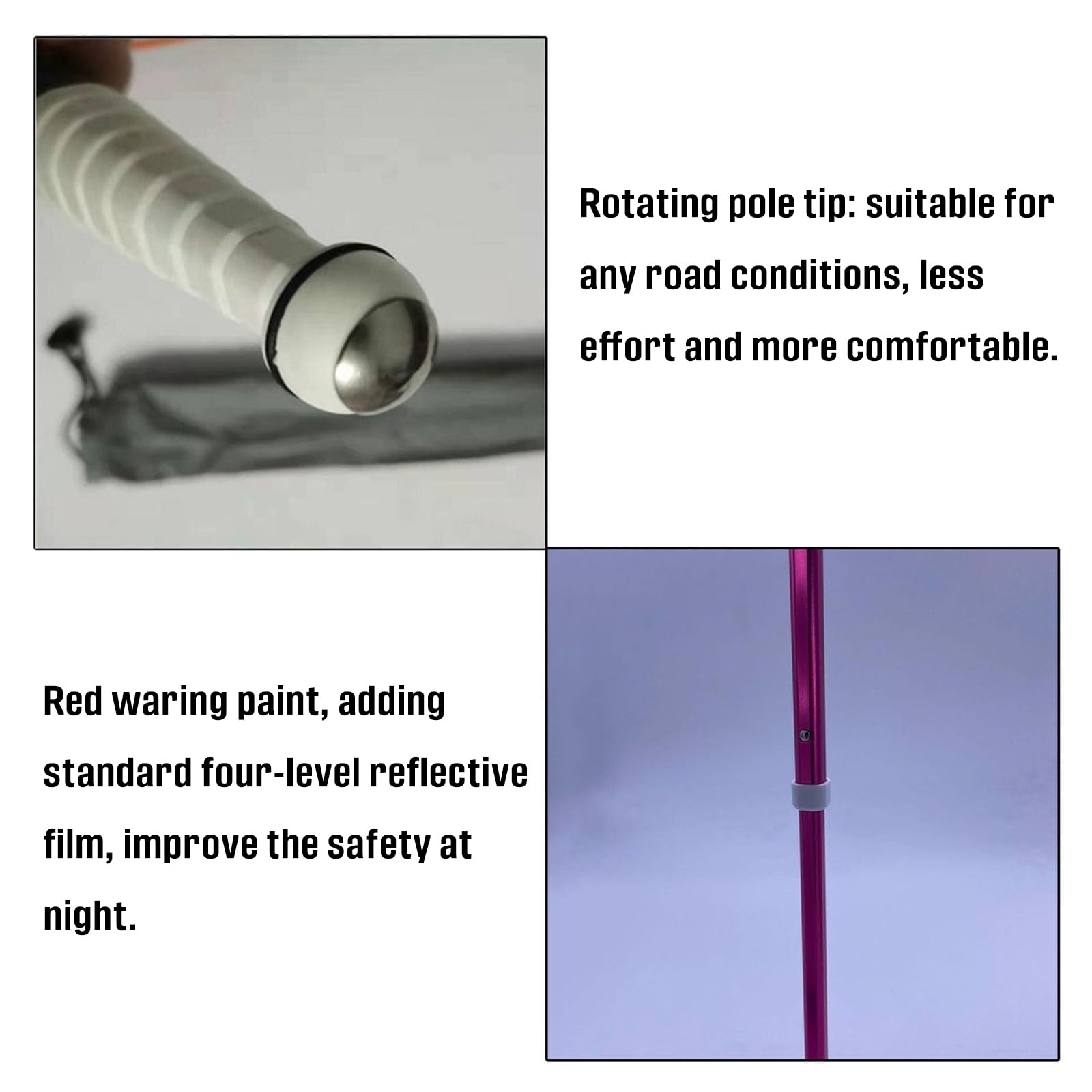 Bastón telescópico de Movilidad para Ciegos con película Reflectante, bastón para Ciegos Antideslizantes de aleación de Titanio para Ciegos y discapacitados visuales