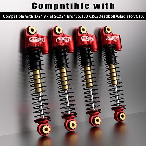 Miniatura 2 de GLOBACT Amortiguadores delanteros y traseros de aluminio de 2.047 in para 124 Axial SCX24 BroncoC10JLU CRCDeadboltGladiator Accesorios de