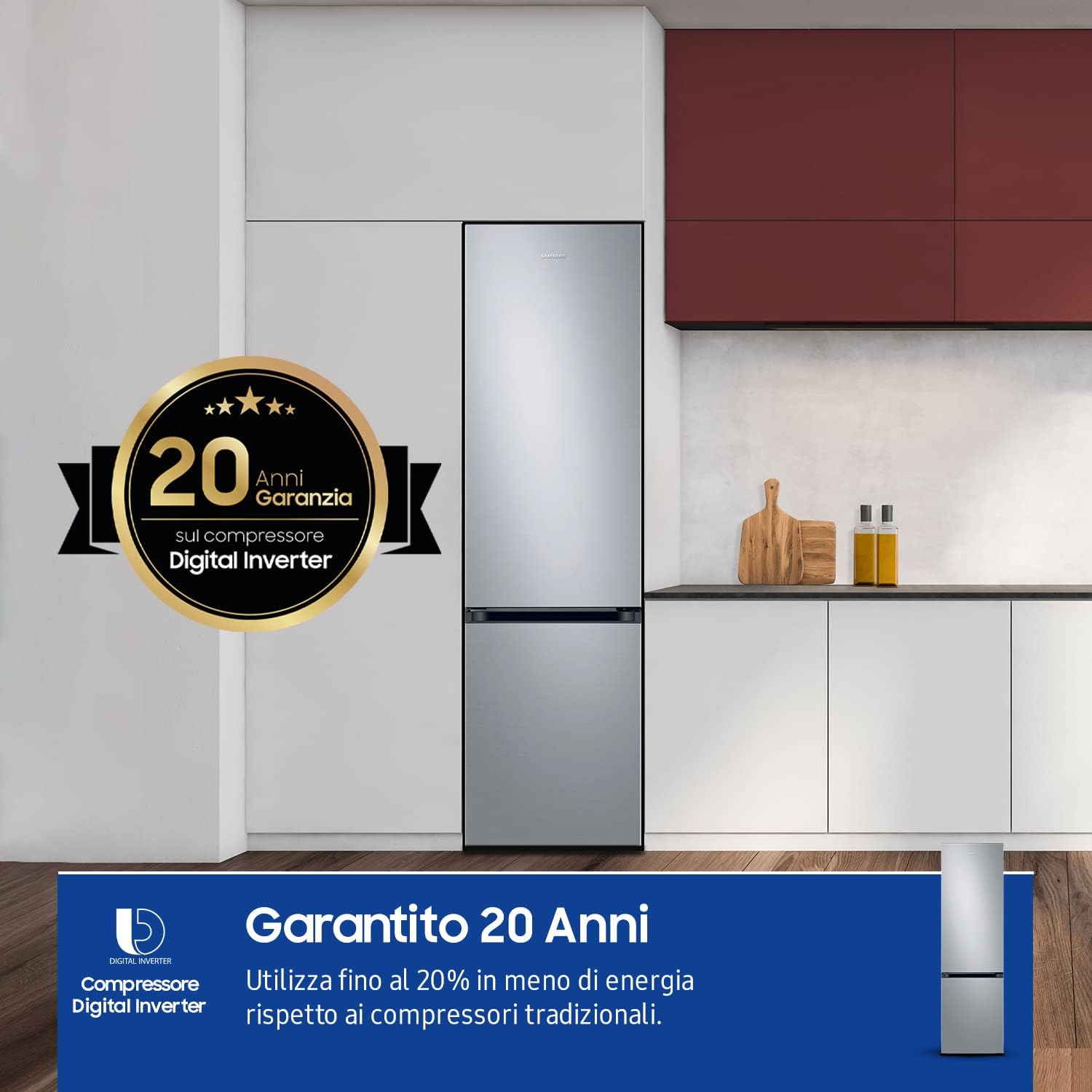 Samsung Frigorifero Combinato Ecoflex RB38T600DSA/EF, Libera installazione, No Frost, SpaceMax, 390L, 59.5l x 203h x 66p cm Samsung Frigorifero Combinato Ecoflex RB38T600DSA/EF, Libera installazione, No Frost, SpaceMax, 390L, 59.5l x 203h x 66p cm