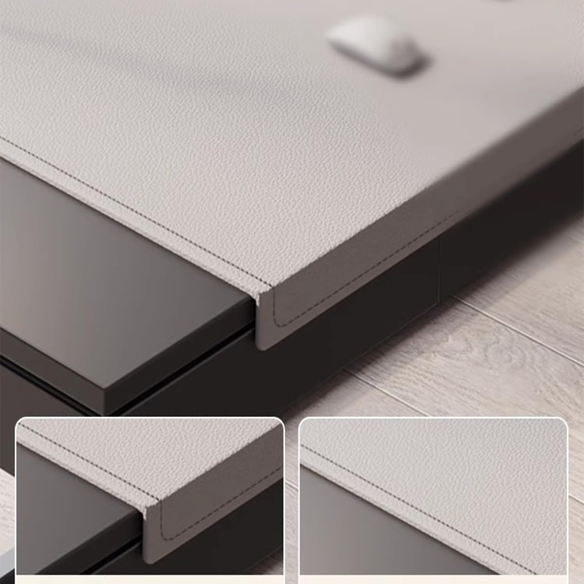 Schreibtischunterlage mit Kantenschutz, große Büro-PU-Leder-Tischmatte für Büro, Zuhause, Arbeit, Studium, Tippen, wasserdicht, schmutzabweisendes Maus- und Tastaturpad (Schwarz, 120x60 cm)