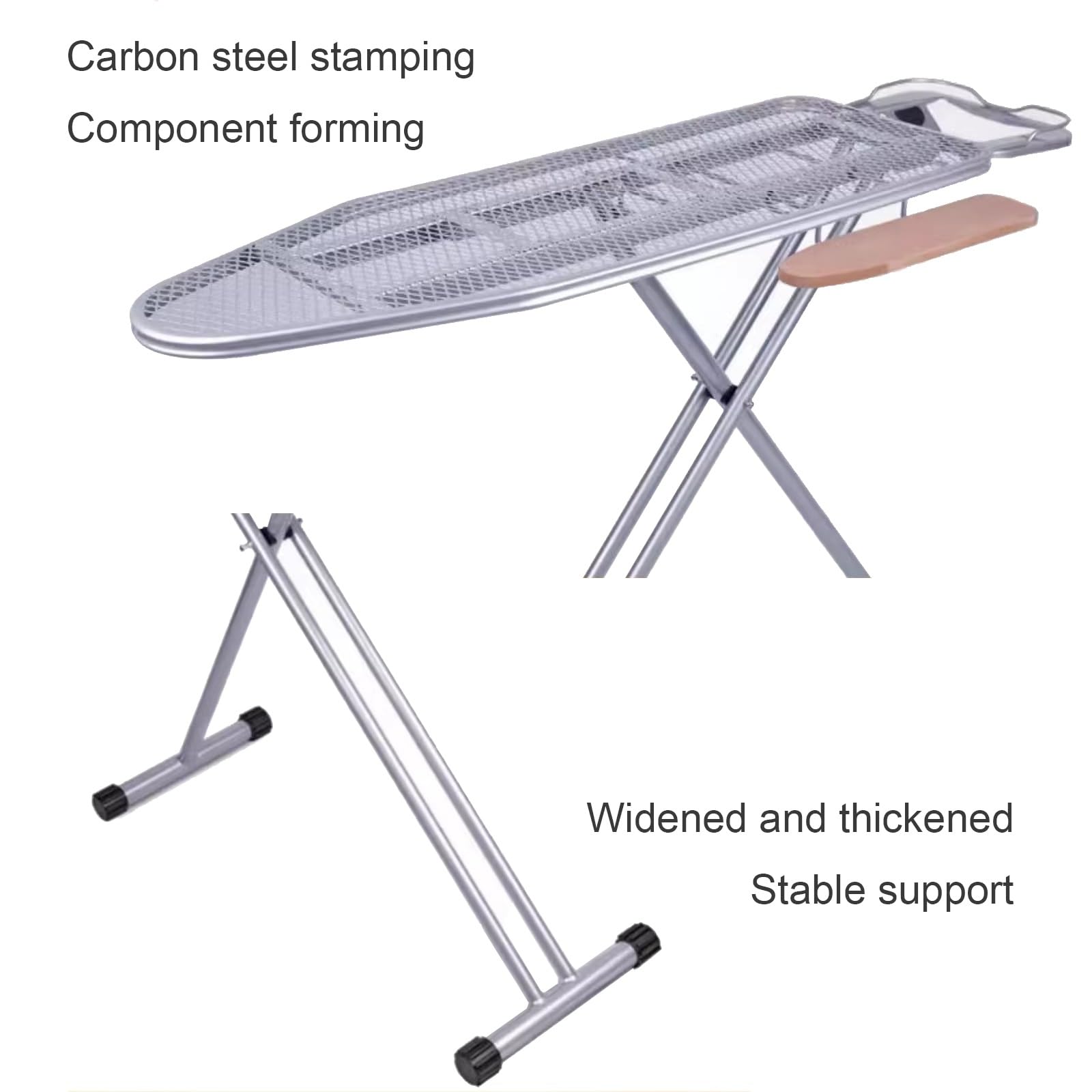 Tabla de Planchar, Altura Regulable, Tablero 92cmx33cm, Malla Metálica, con Soporte para Plancha, No se Desliza y No Araña, Patas Antideslizantes, Plegable