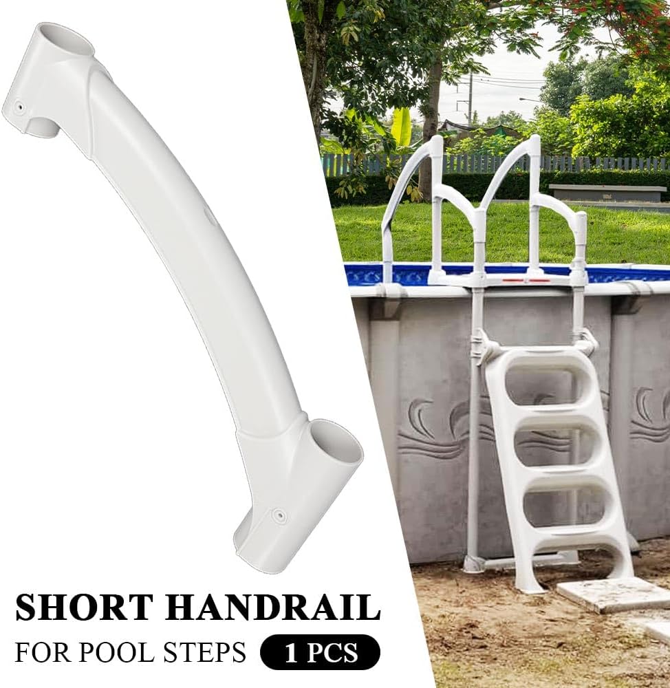 G-PLUS Short Handrail, for Above Ground BiltMor Swimming Pool Step, White, 160-0010PG