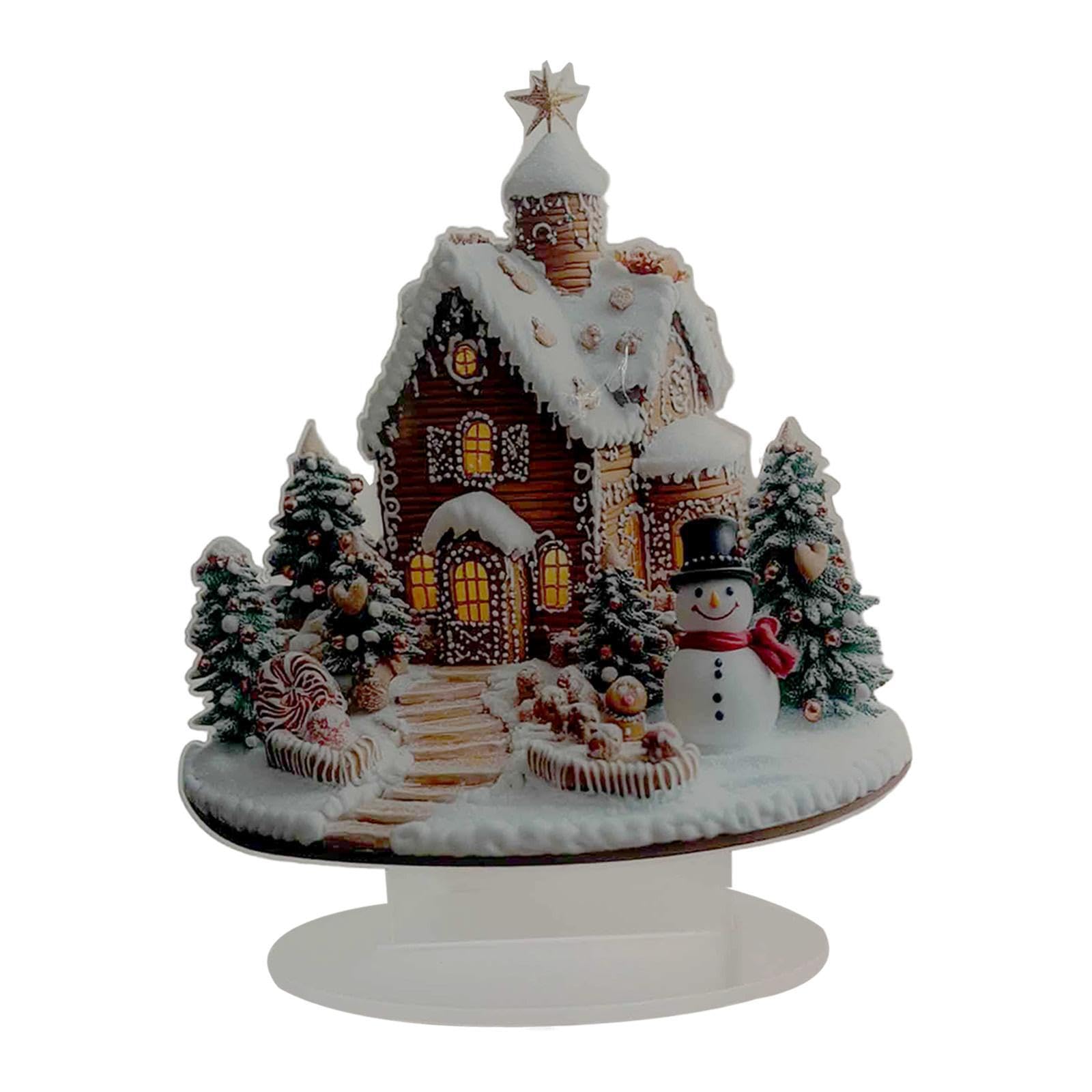 TWISAXC Charming Christmas Gingerbread House Tabletop Ornament Radiating Joyful Spirit During Festive Celebrations With Loved Ones Xmas Village Miniature Photo Prop Collectible